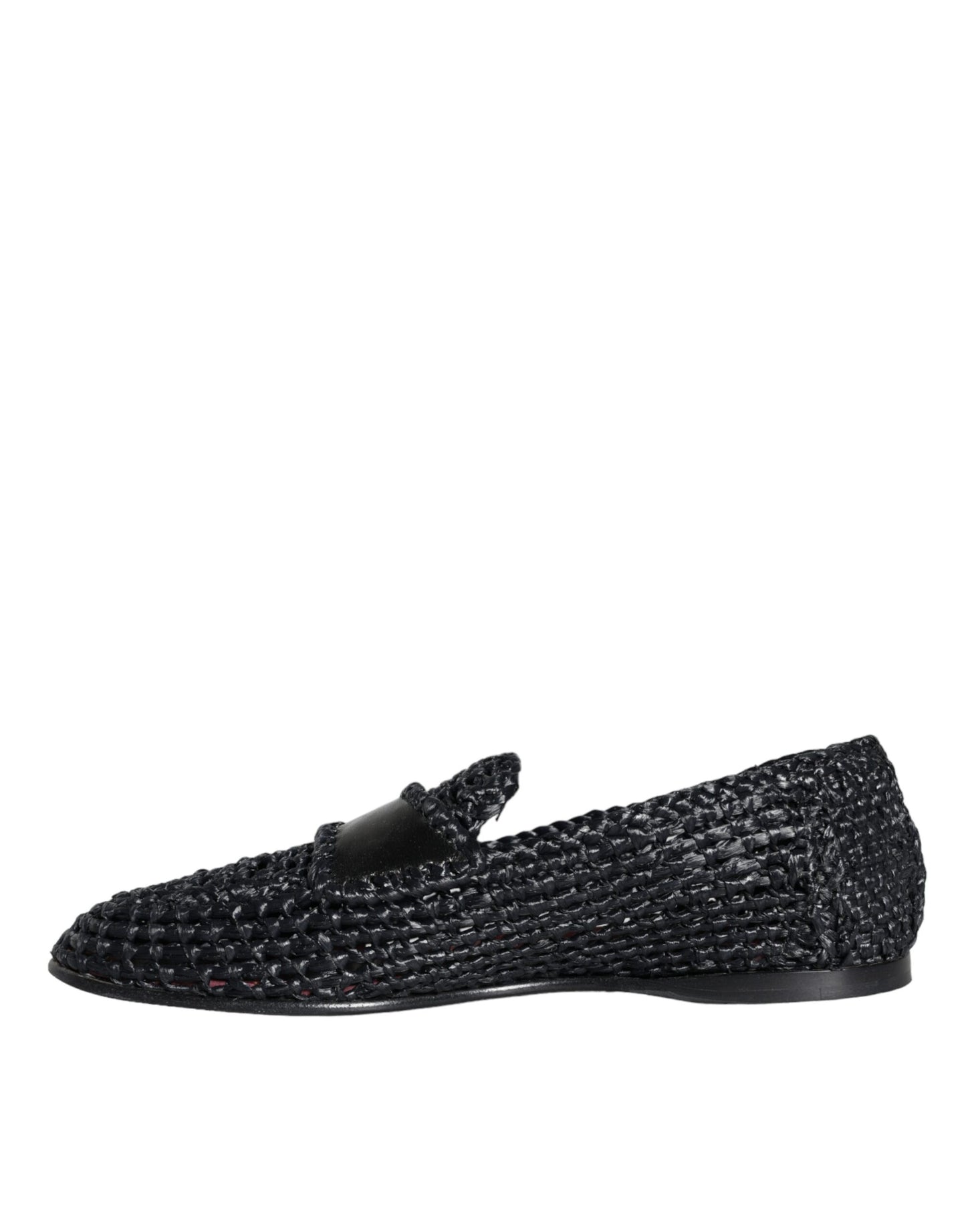 Dolce & Gabbana Black Woven Raffia Slip On Loafers Men Shoes Dolce & Gabbana