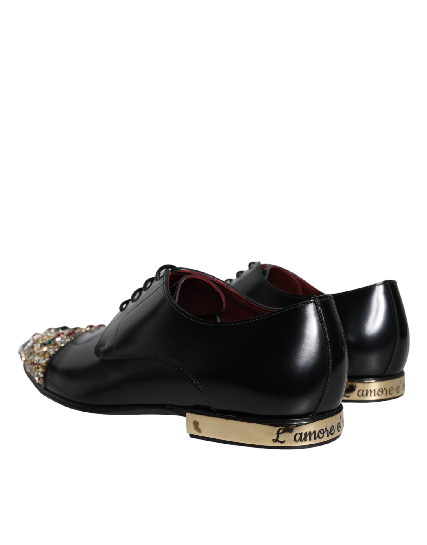 Dolce & Gabbana Black Leather RUNWAY POSITANO Crystal Derby Men Shoes Dolce & Gabbana