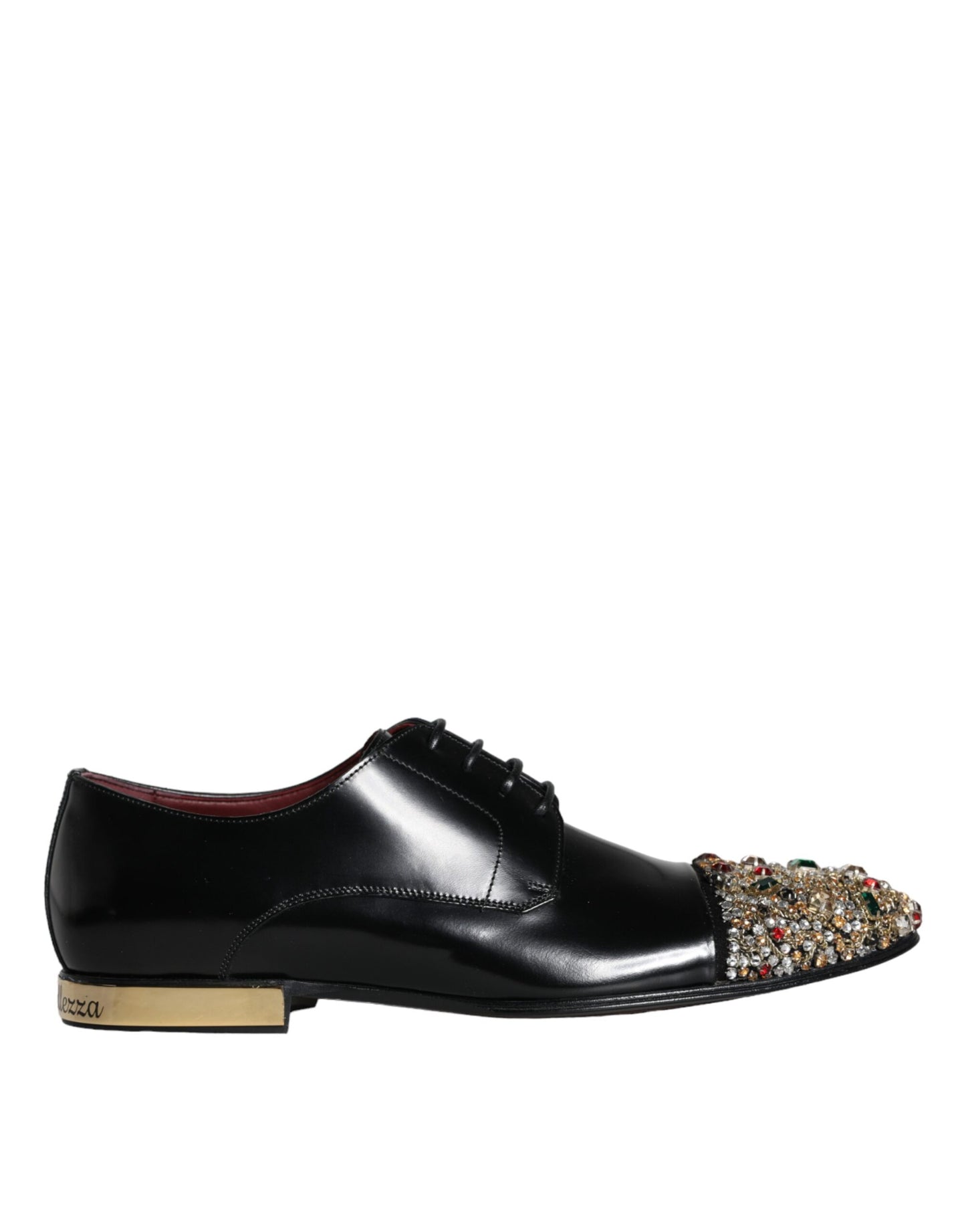 Dolce & Gabbana Black Leather RUNWAY POSITANO Crystal Derby Men Shoes Dolce & Gabbana