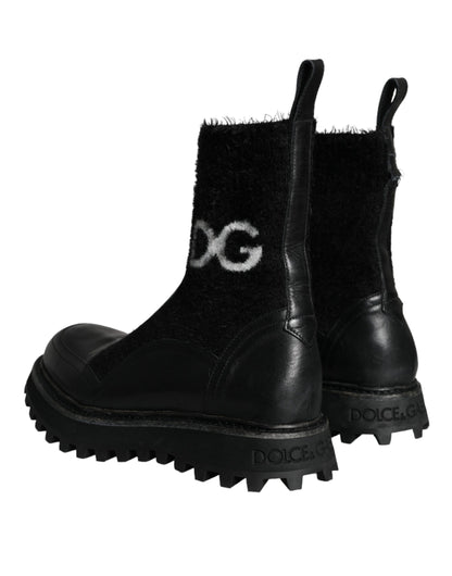 Dolce & Gabbana Black DG Logo Horse Sock Ankle Boots Shoes Dolce & Gabbana