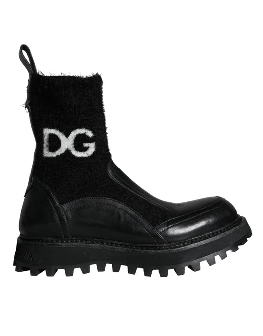 Dolce & Gabbana Black DG Logo Horse Sock Ankle Boots Shoes Dolce & Gabbana