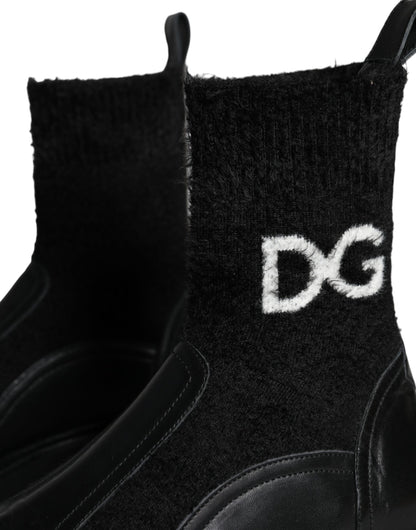 Dolce & Gabbana Black DG Logo Horse Sock Ankle Boots Shoes Dolce & Gabbana