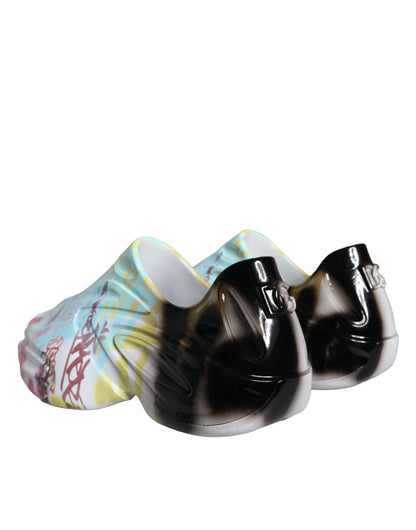 Dolce & Gabbana Multicolor Graffiti Rubber Low Top Sneakers Shoes Dolce & Gabbana