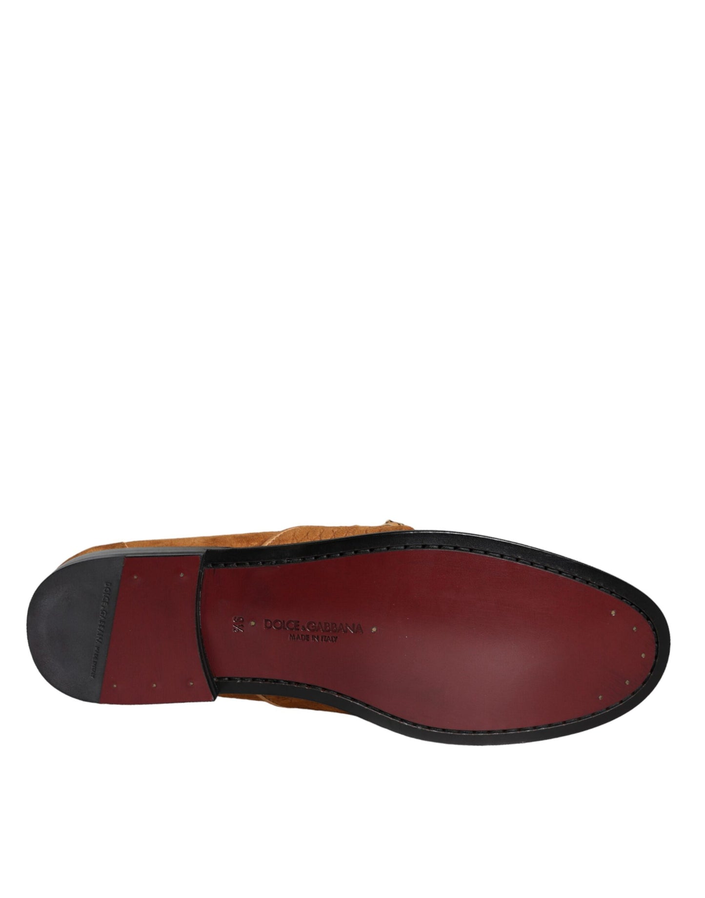 Dolce & Gabbana Brown Velvet Leather Logo Mocassin Slip On Shoes Dolce & Gabbana