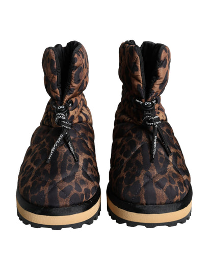 Dolce & Gabbana Brown Leopard Ankle Boots Padded Shoes Dolce & Gabbana