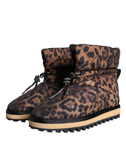 Dolce & Gabbana Brown Leopard Ankle Boots Padded Shoes Dolce & Gabbana