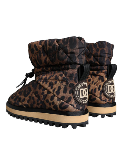 Dolce & Gabbana Brown Leopard Ankle Boots Padded Shoes Dolce & Gabbana