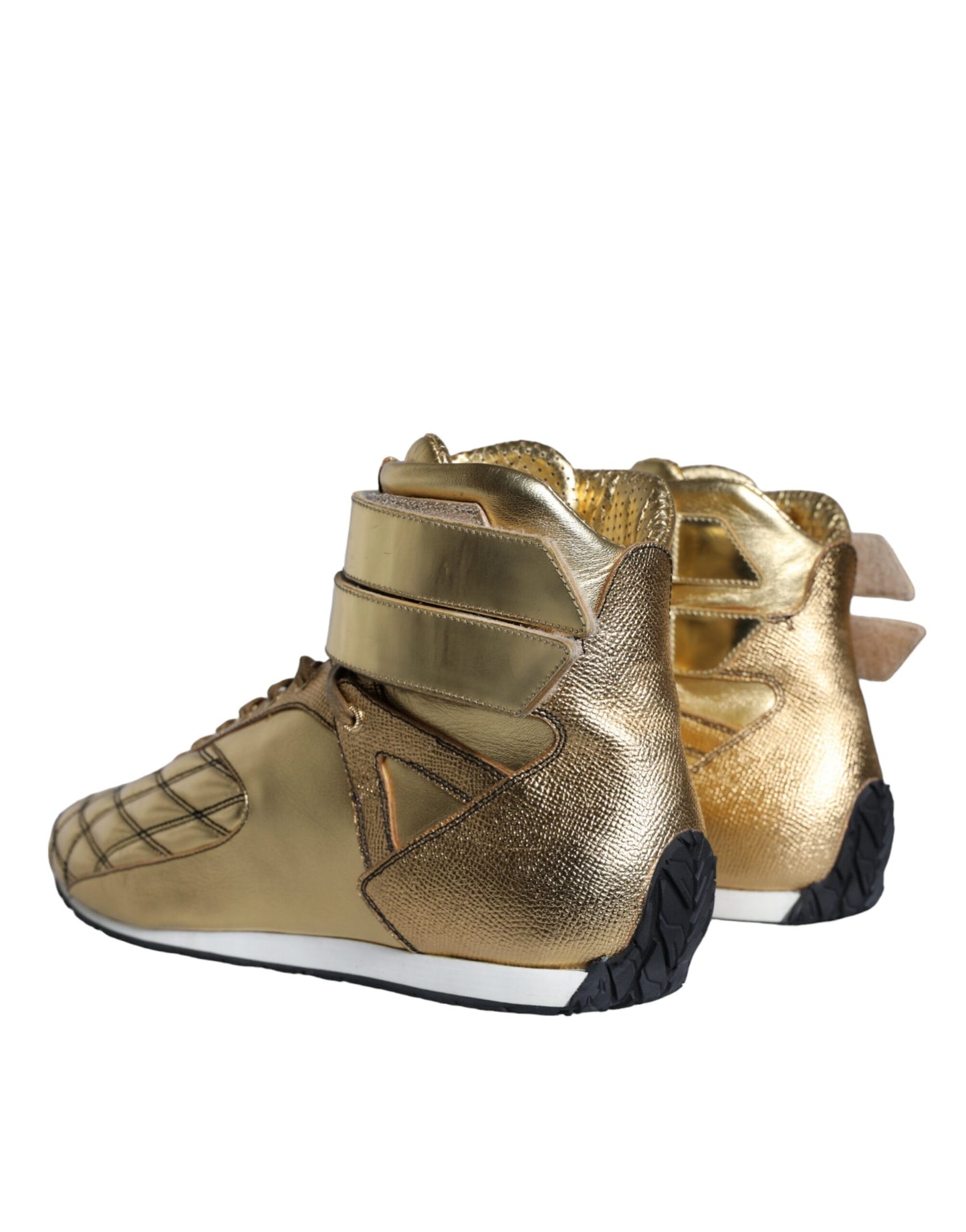 Dolce & Gabbana Gold Leather Sartoria High Top Sneakers Shoes Dolce & Gabbana