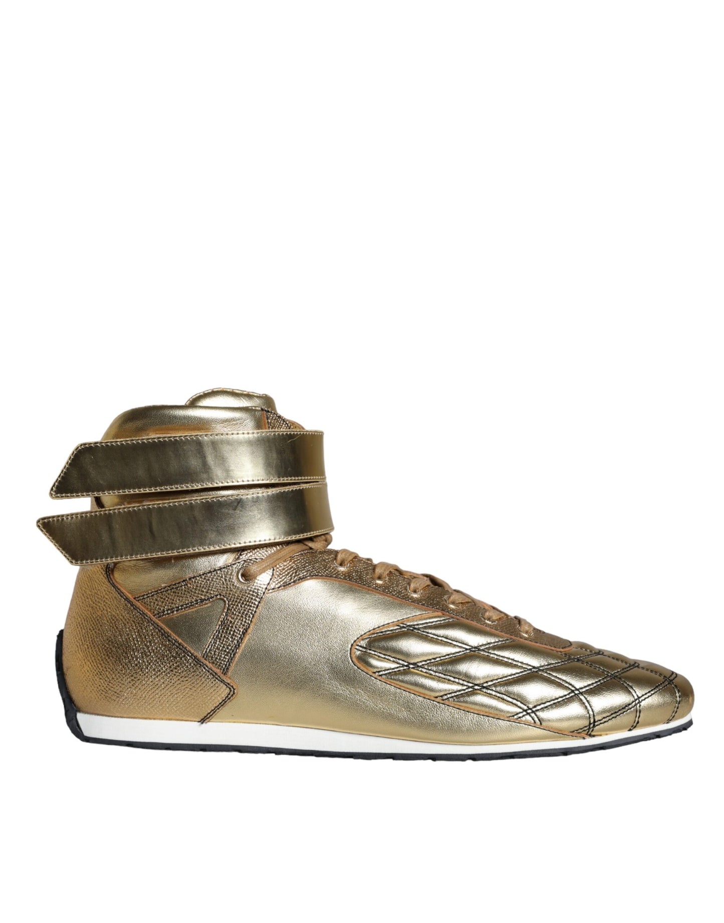 Dolce & Gabbana Gold Leather Sartoria High Top Sneakers Shoes Dolce & Gabbana