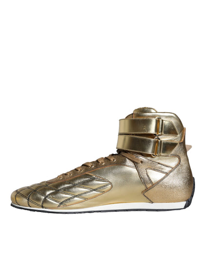 Dolce & Gabbana Gold Leather Sartoria High Top Sneakers Shoes Dolce & Gabbana