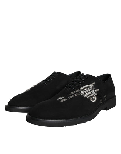 Dolce & Gabbana Black Suede Sicilia Lace Up Formal Shoes Dolce & Gabbana