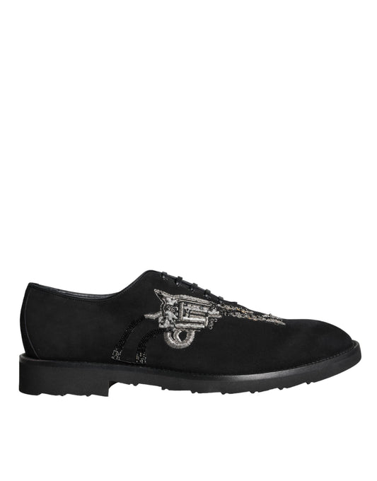 Dolce & Gabbana Black Suede Sicilia Lace Up Formal Shoes Dolce & Gabbana