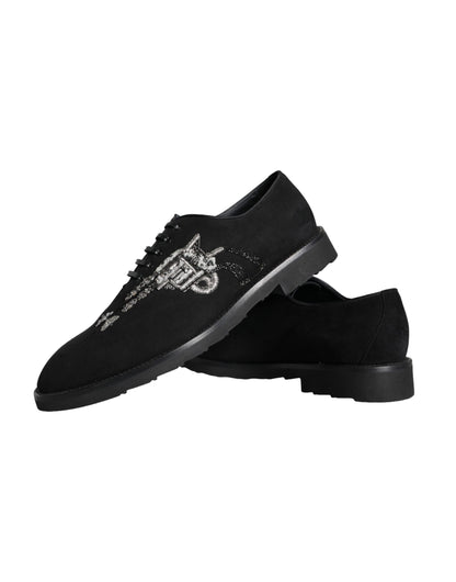 Dolce & Gabbana Black Suede Sicilia Lace Up Formal Shoes Dolce & Gabbana