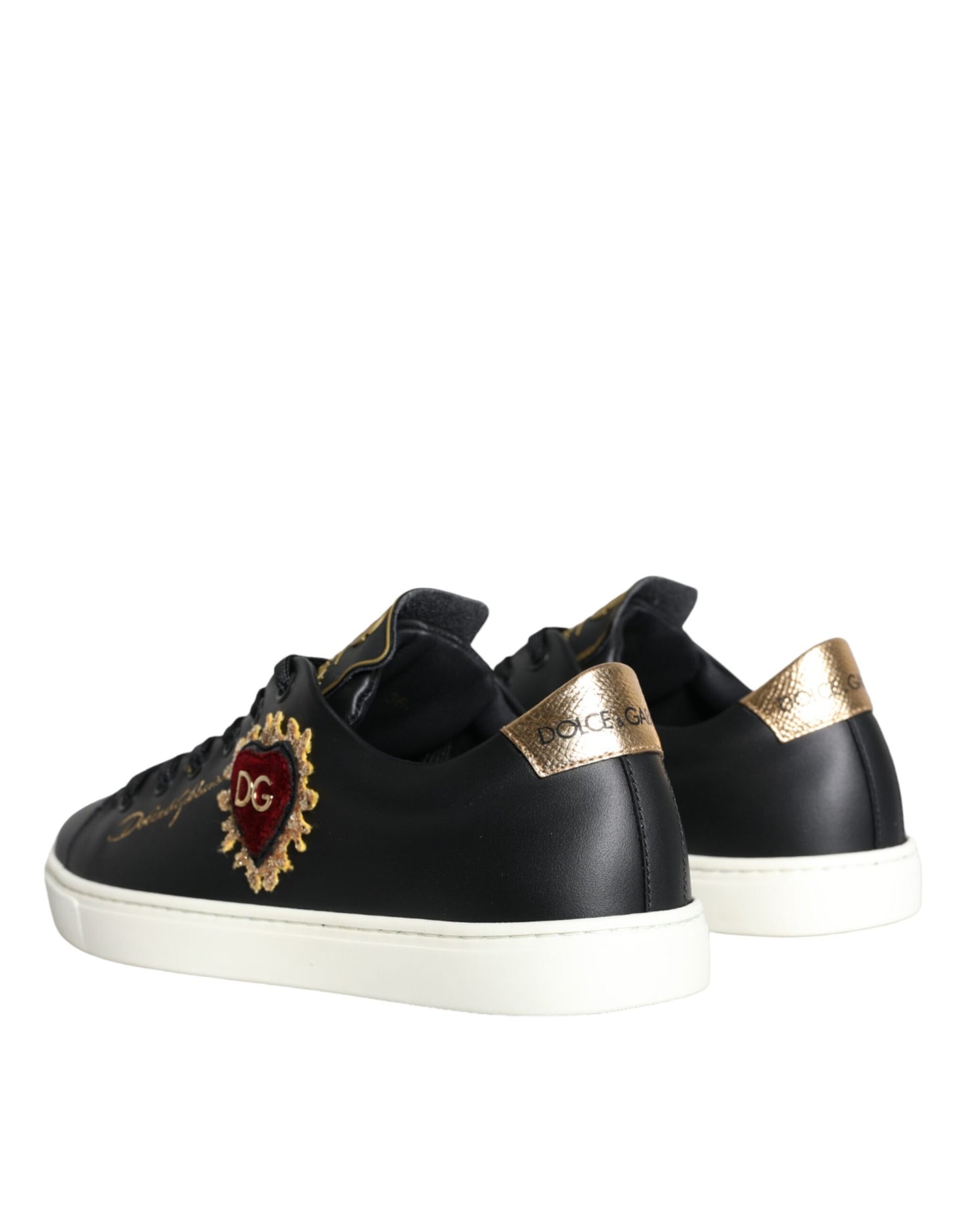 Dolce & Gabbana Black Portofino Sacred Heart Sneakers Shoes Dolce & Gabbana