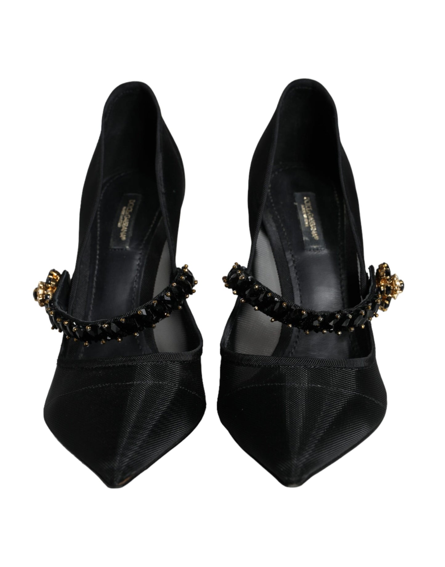 Dolce & Gabbana Black Mesh Mary Jane Crystal Heel Pumps Shoes Dolce & Gabbana