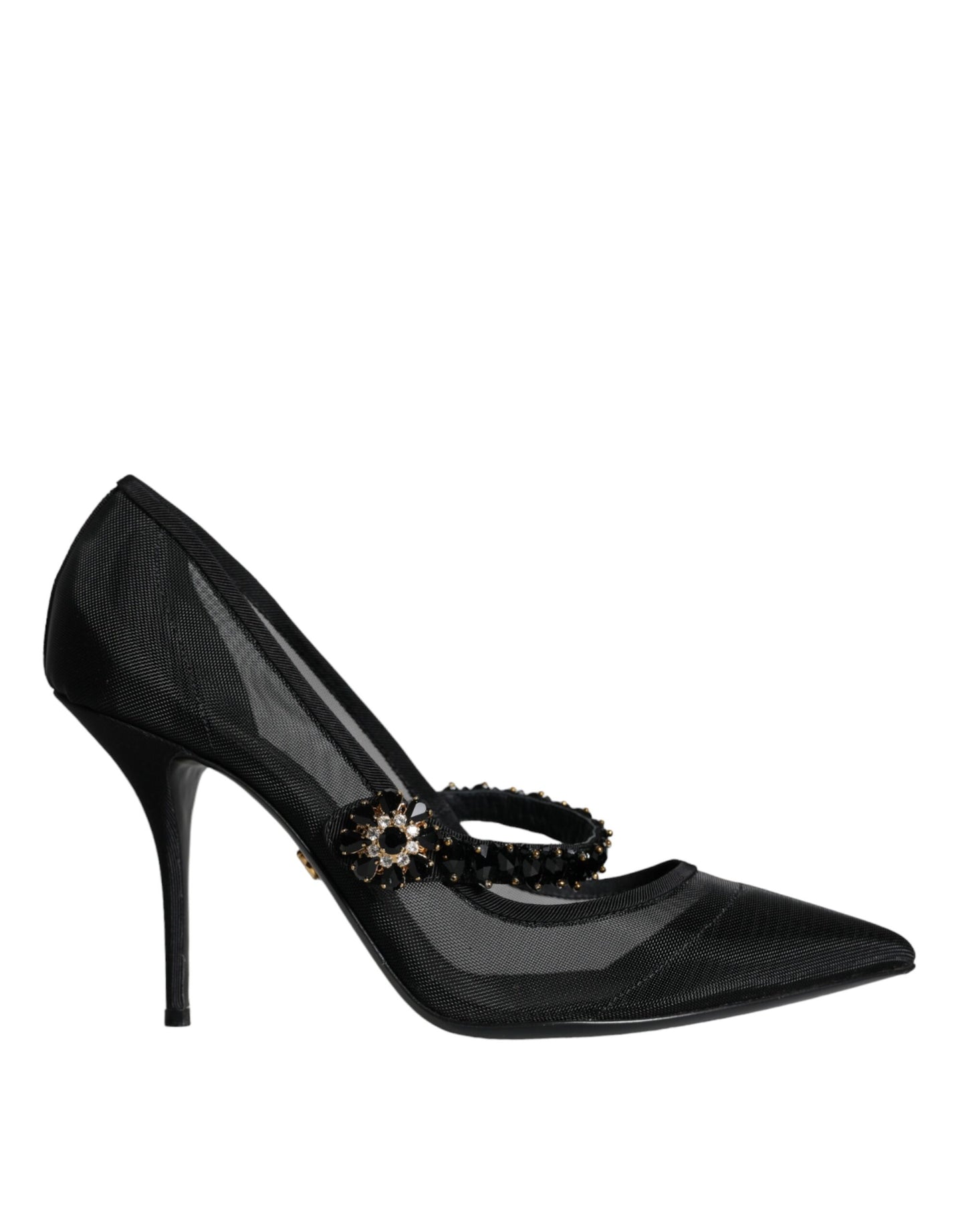 Dolce & Gabbana Black Mesh Mary Jane Crystal Heel Pumps Shoes Dolce & Gabbana