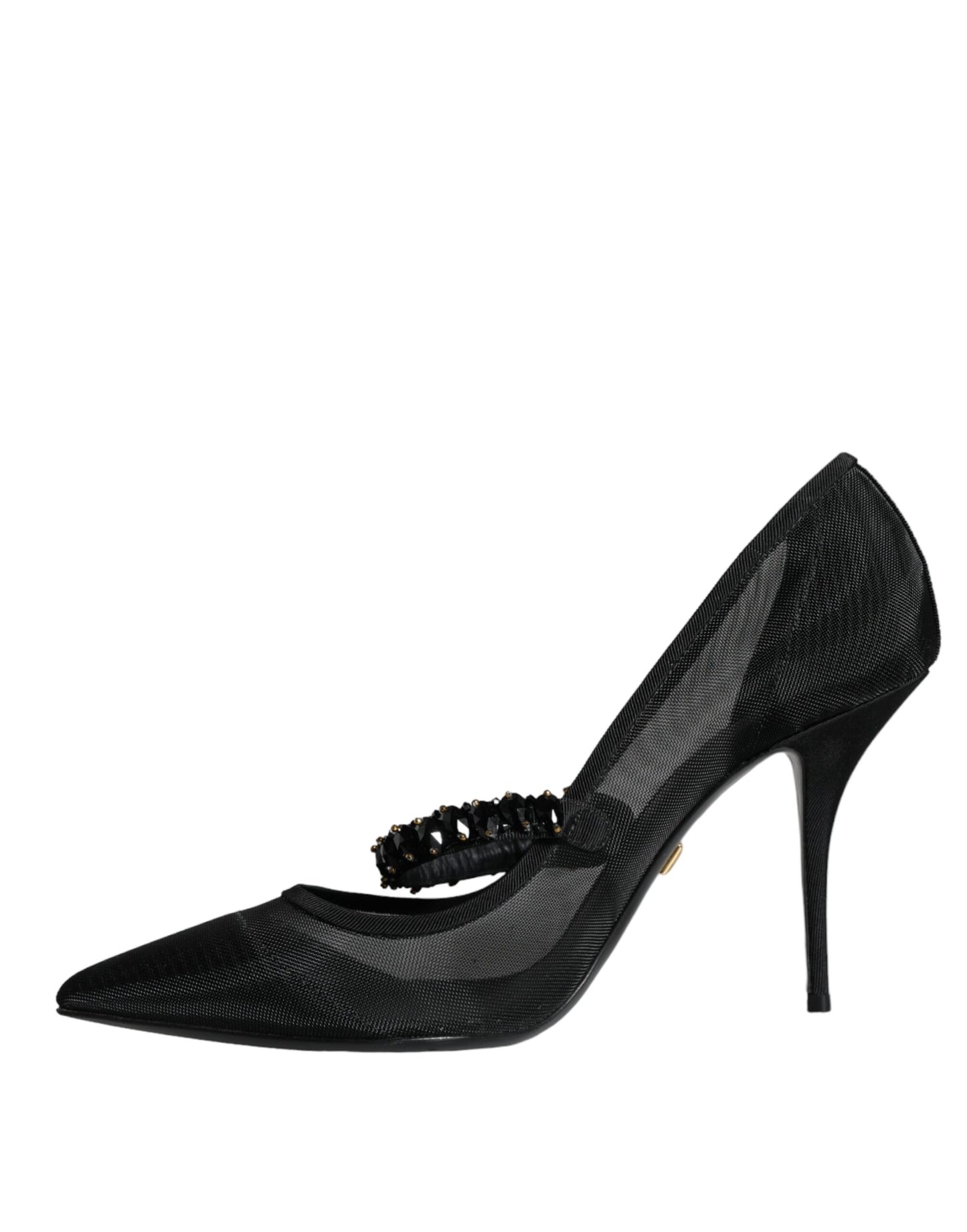 Dolce & Gabbana Black Mesh Mary Jane Crystal Heel Pumps Shoes Dolce & Gabbana