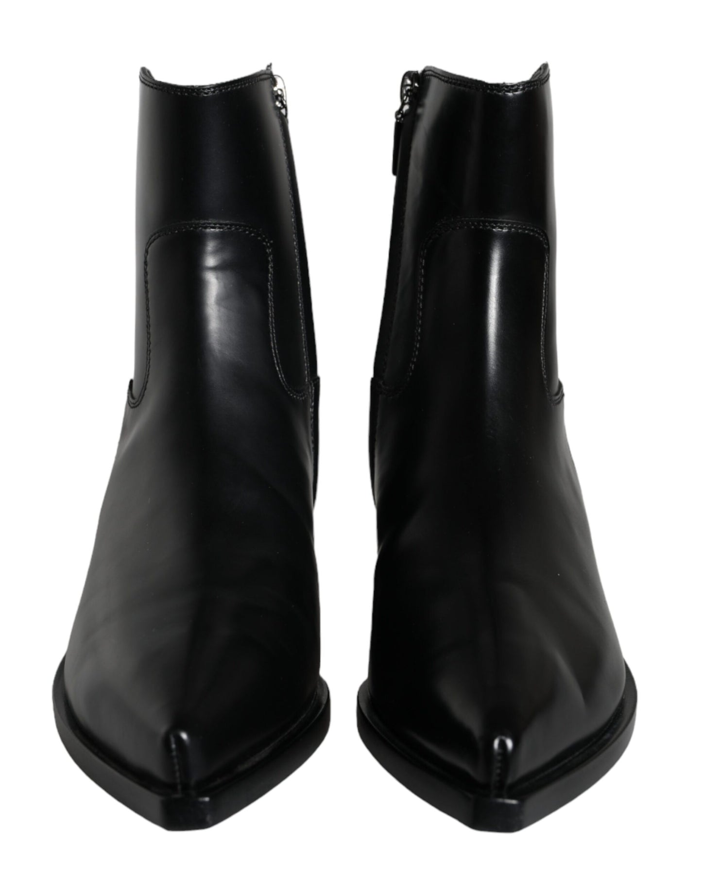 Dolce & Gabbana Black Leather Ankle Boots Booties Shoes Dolce & Gabbana