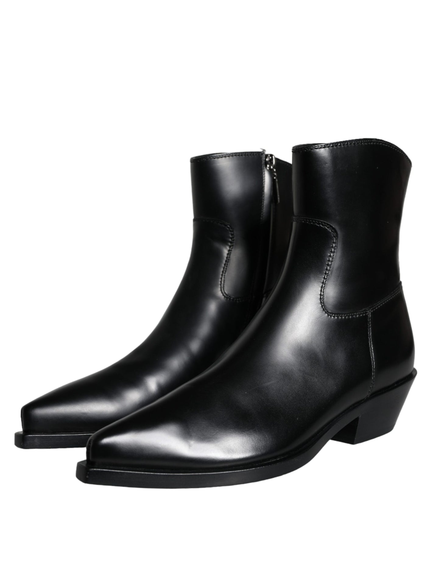 Dolce & Gabbana Black Leather Ankle Boots Booties Shoes Dolce & Gabbana