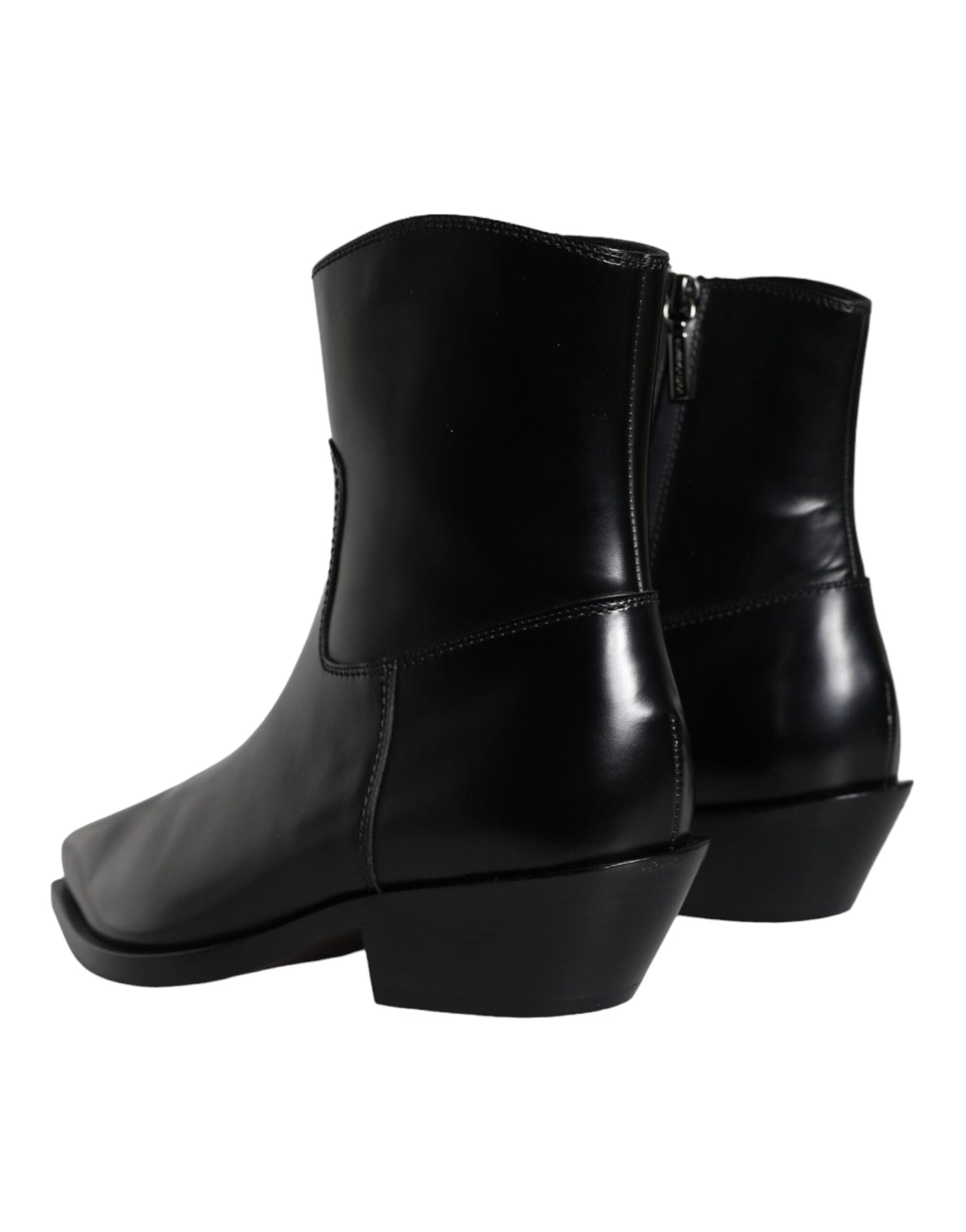 Dolce & Gabbana Black Leather Ankle Boots Booties Shoes Dolce & Gabbana