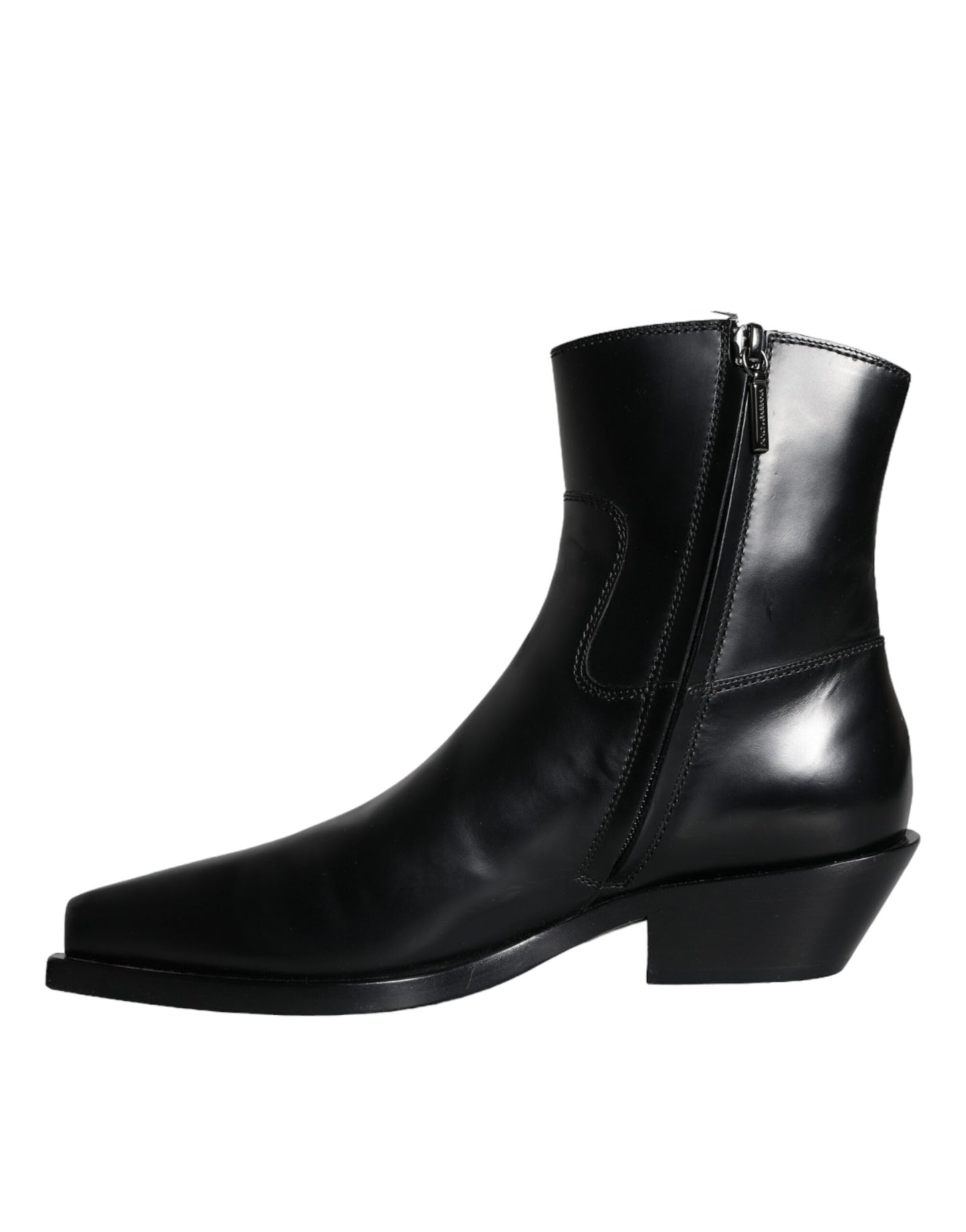 Dolce & Gabbana Black Leather Ankle Boots Booties Shoes Dolce & Gabbana