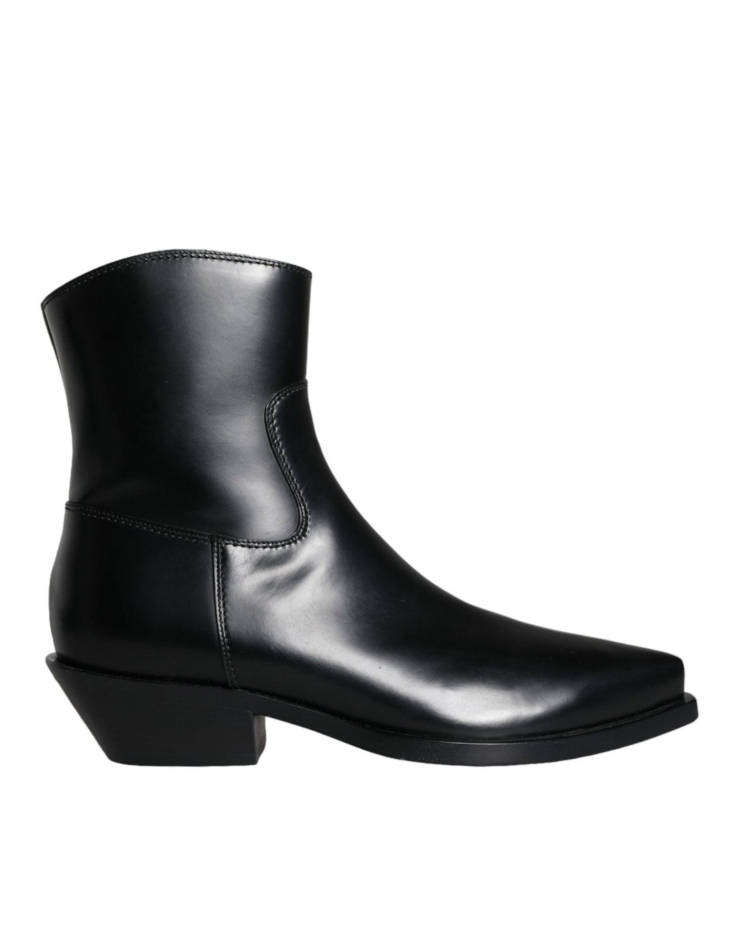 Dolce & Gabbana Black Leather Ankle Boots Booties Shoes Dolce & Gabbana