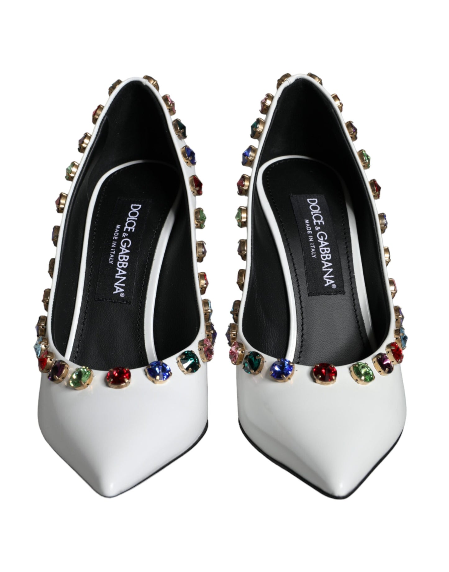 Dolce & Gabbana White Crystal Leather High Heels Pumps Shoes Dolce & Gabbana