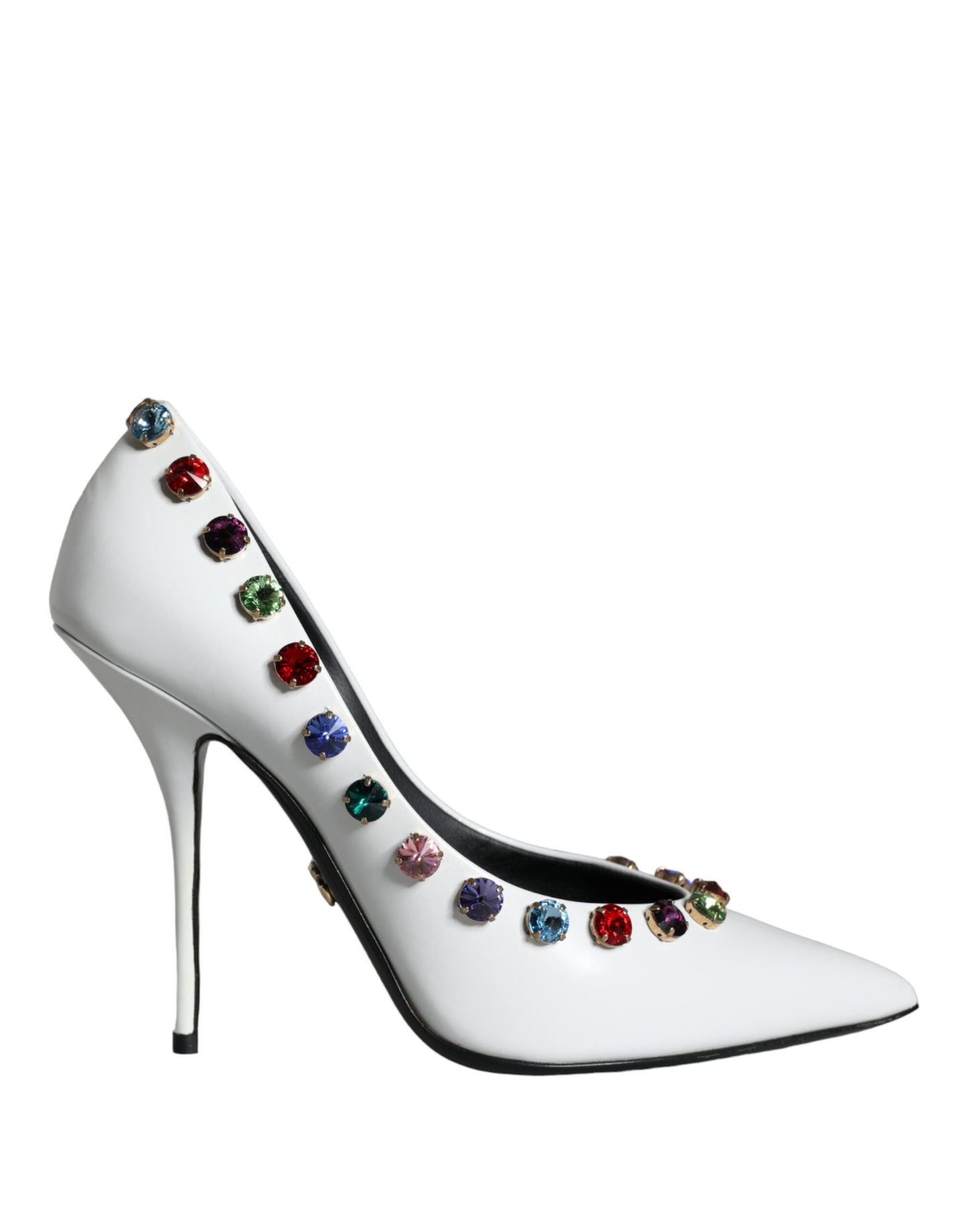 Dolce & Gabbana White Crystal Leather High Heels Pumps Shoes Dolce & Gabbana