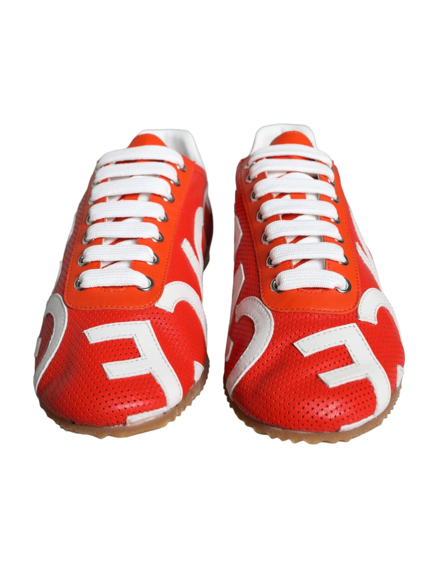 Dolce & Gabbana Red White Leather Logo Casual Sneakers Shoes Dolce & Gabbana