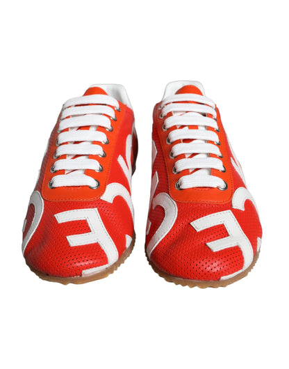 Dolce & Gabbana Red White Leather Logo Casual Sneakers Shoes Dolce & Gabbana