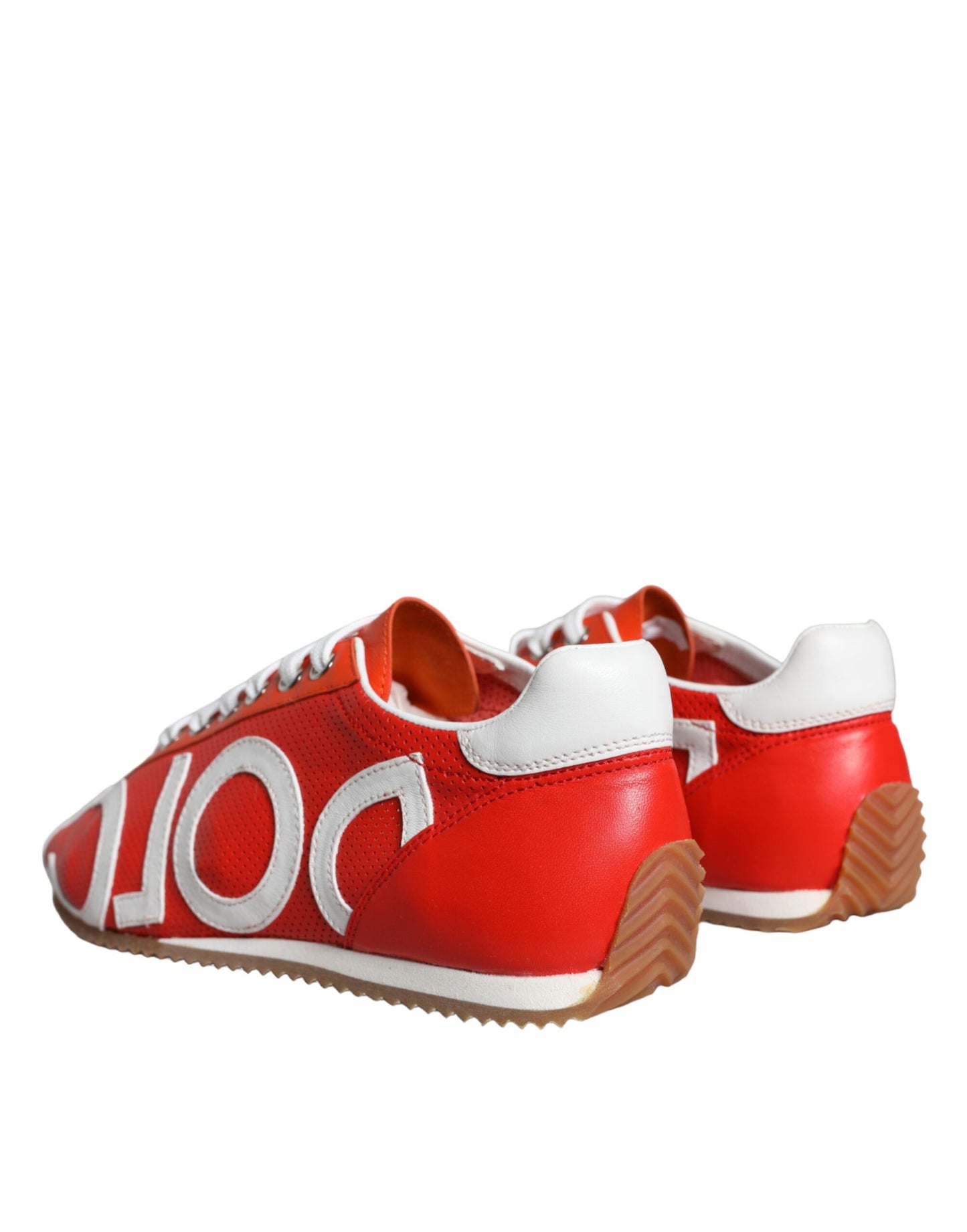 Dolce & Gabbana Red White Leather Logo Casual Sneakers Shoes Dolce & Gabbana