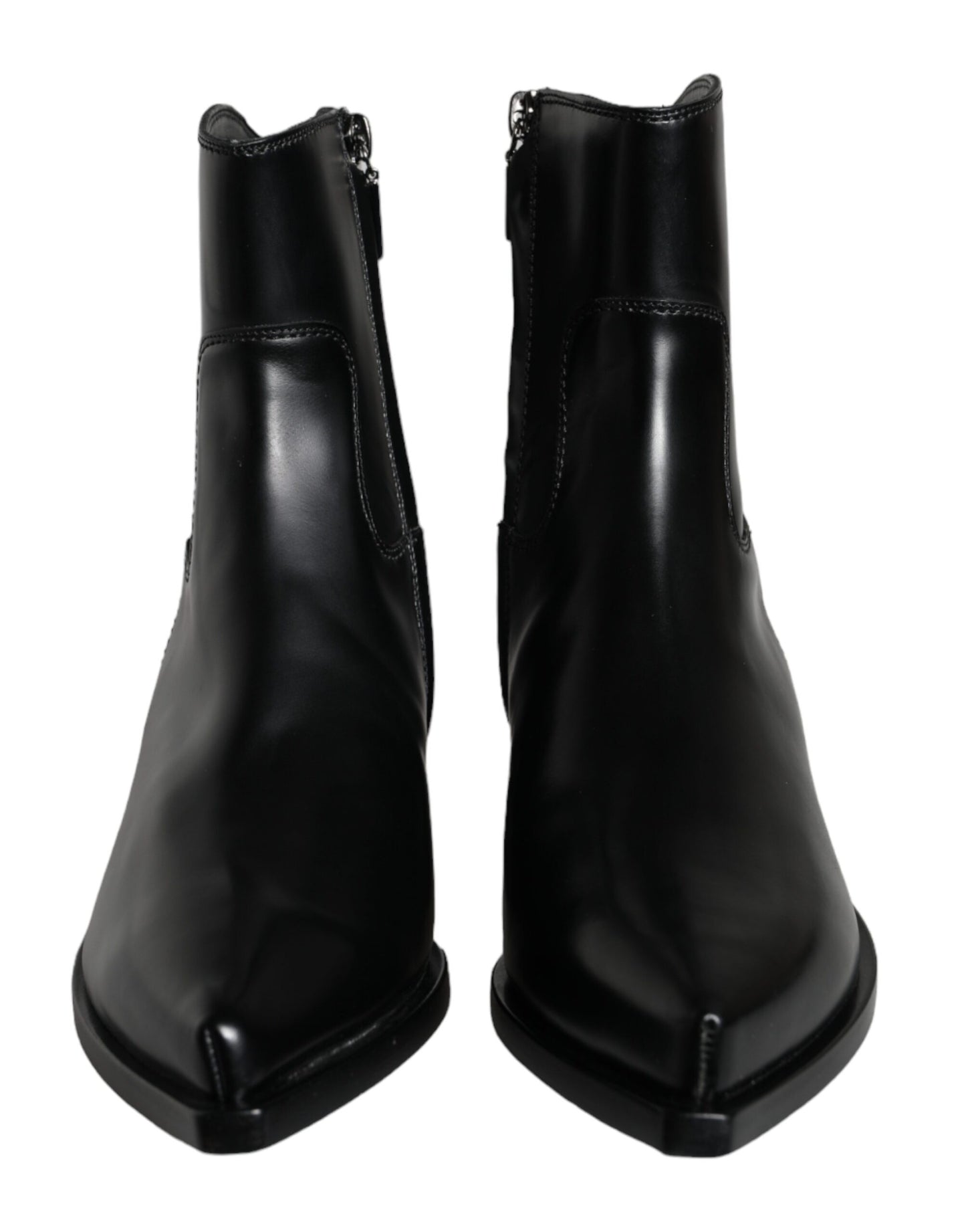 Dolce & Gabbana Black Leather Ankle Boots Booties Shoes Dolce & Gabbana