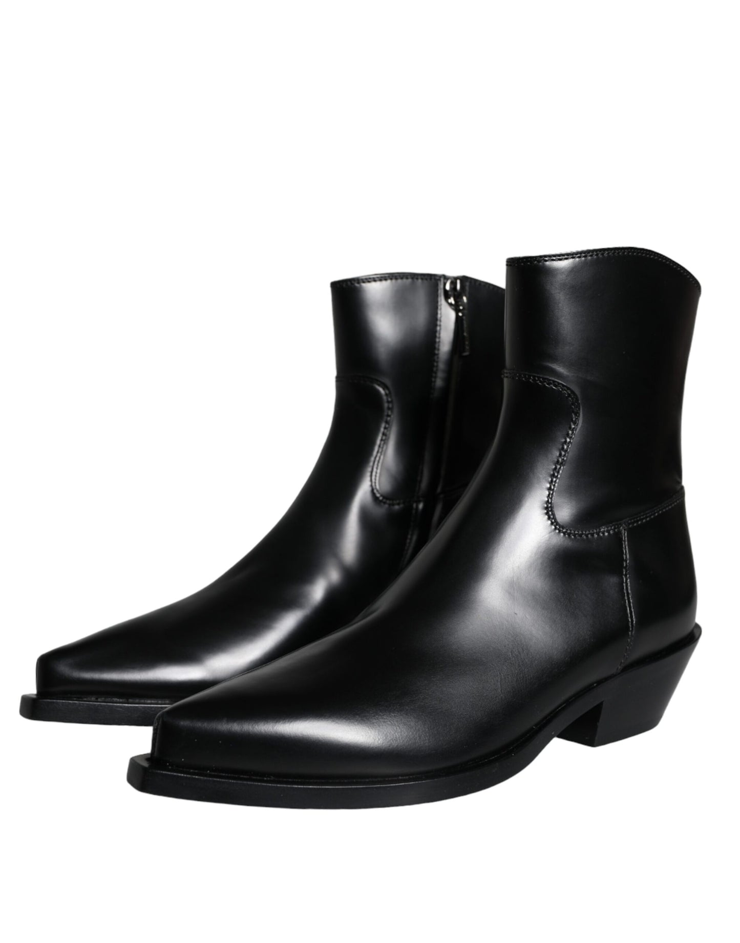 Dolce & Gabbana Black Leather Ankle Boots Booties Shoes Dolce & Gabbana