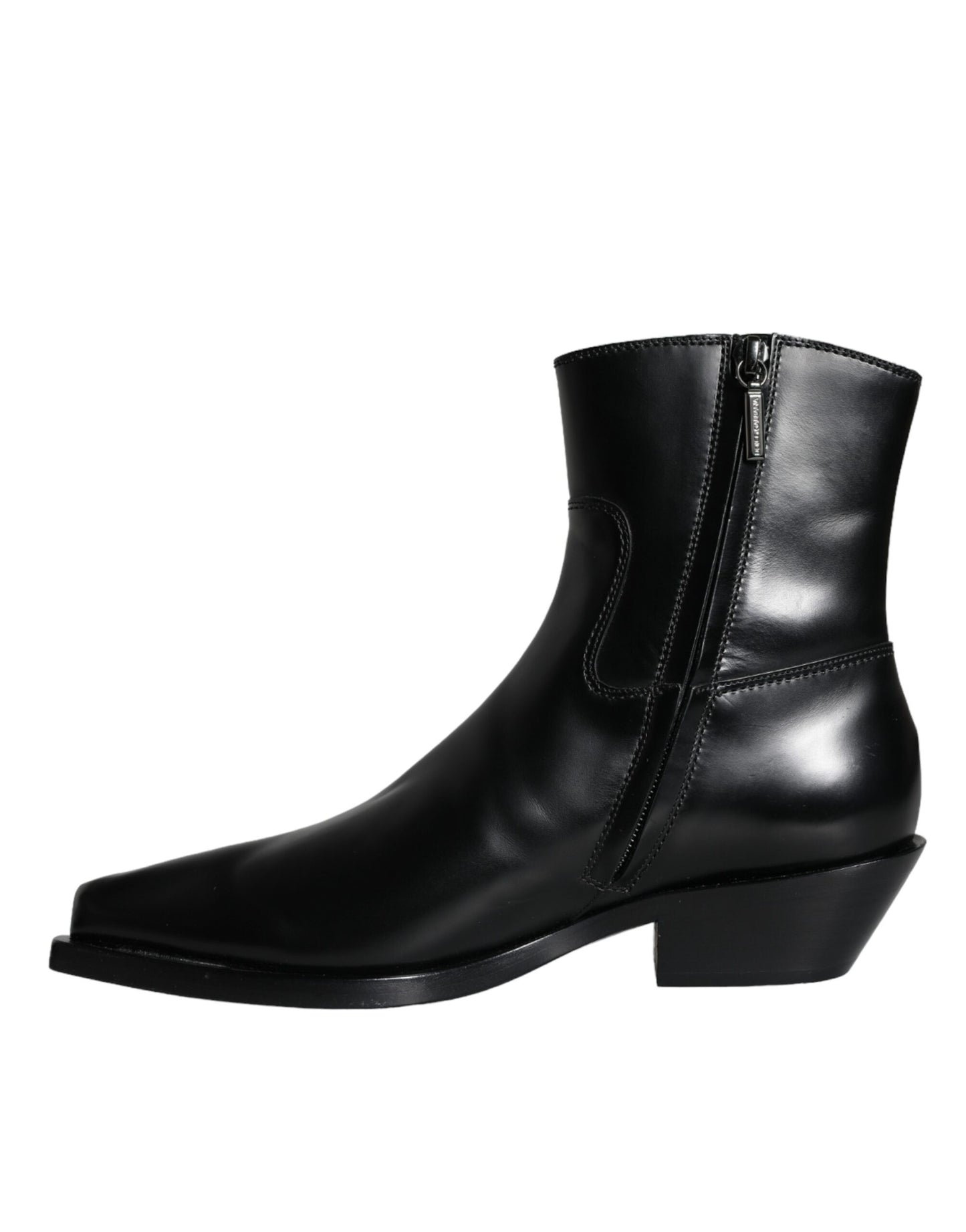 Dolce & Gabbana Black Leather Ankle Boots Booties Shoes Dolce & Gabbana