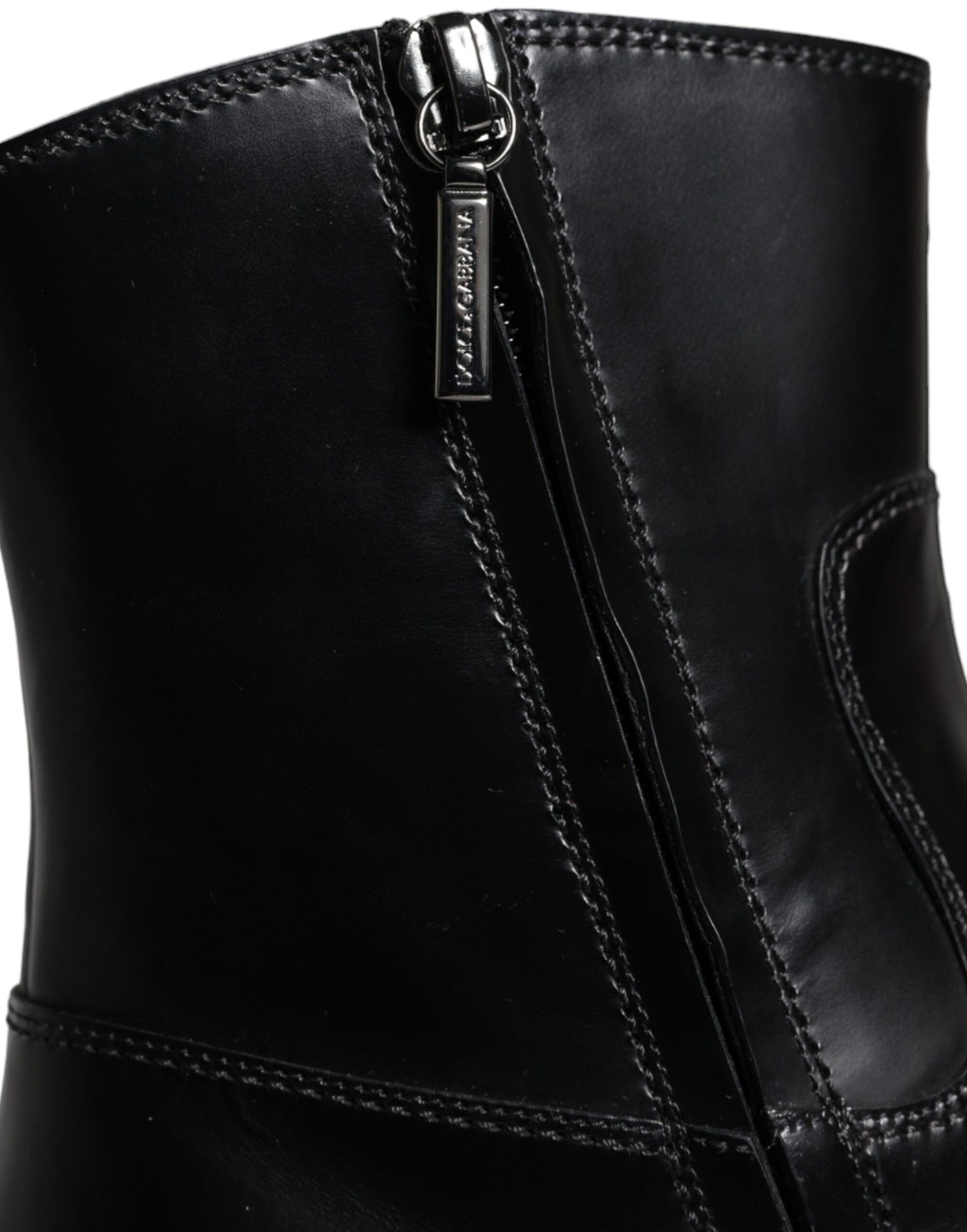 Dolce & Gabbana Black Leather Ankle Boots Booties Shoes Dolce & Gabbana