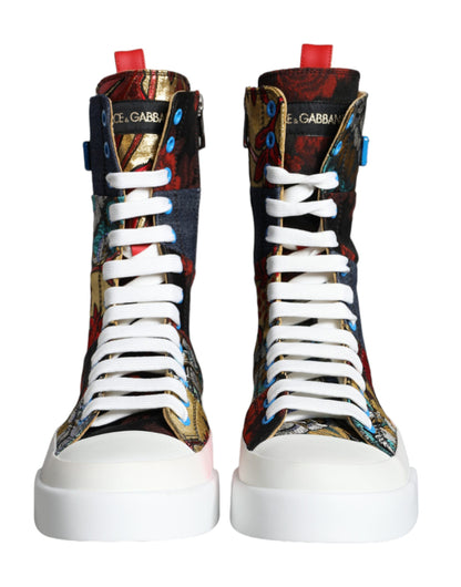 Dolce & Gabbana Multicolor Patchwork Logo High Top Sneakers Shoes Dolce & Gabbana