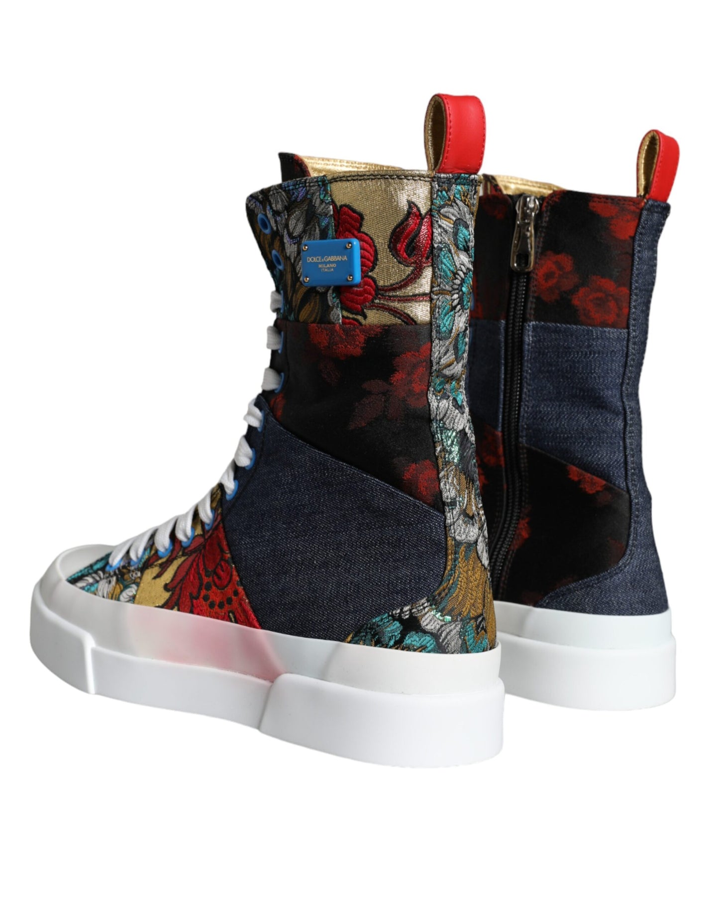 Dolce & Gabbana Multicolor Patchwork Logo High Top Sneakers Shoes Dolce & Gabbana