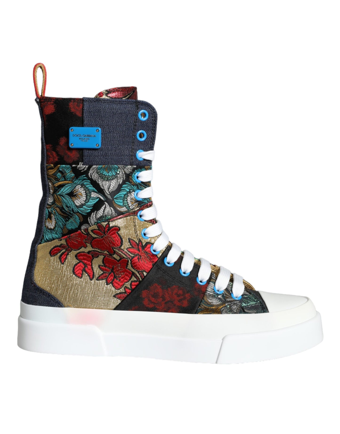 Dolce & Gabbana Multicolor Patchwork Logo High Top Sneakers Shoes Dolce & Gabbana