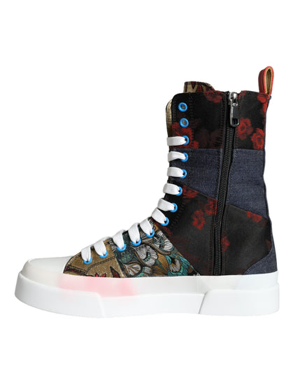 Dolce & Gabbana Multicolor Patchwork Logo High Top Sneakers Shoes Dolce & Gabbana