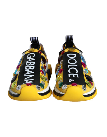 Dolce & Gabbana Yellow Sorrento Crystals Sneakers Womens Shoes Dolce & Gabbana