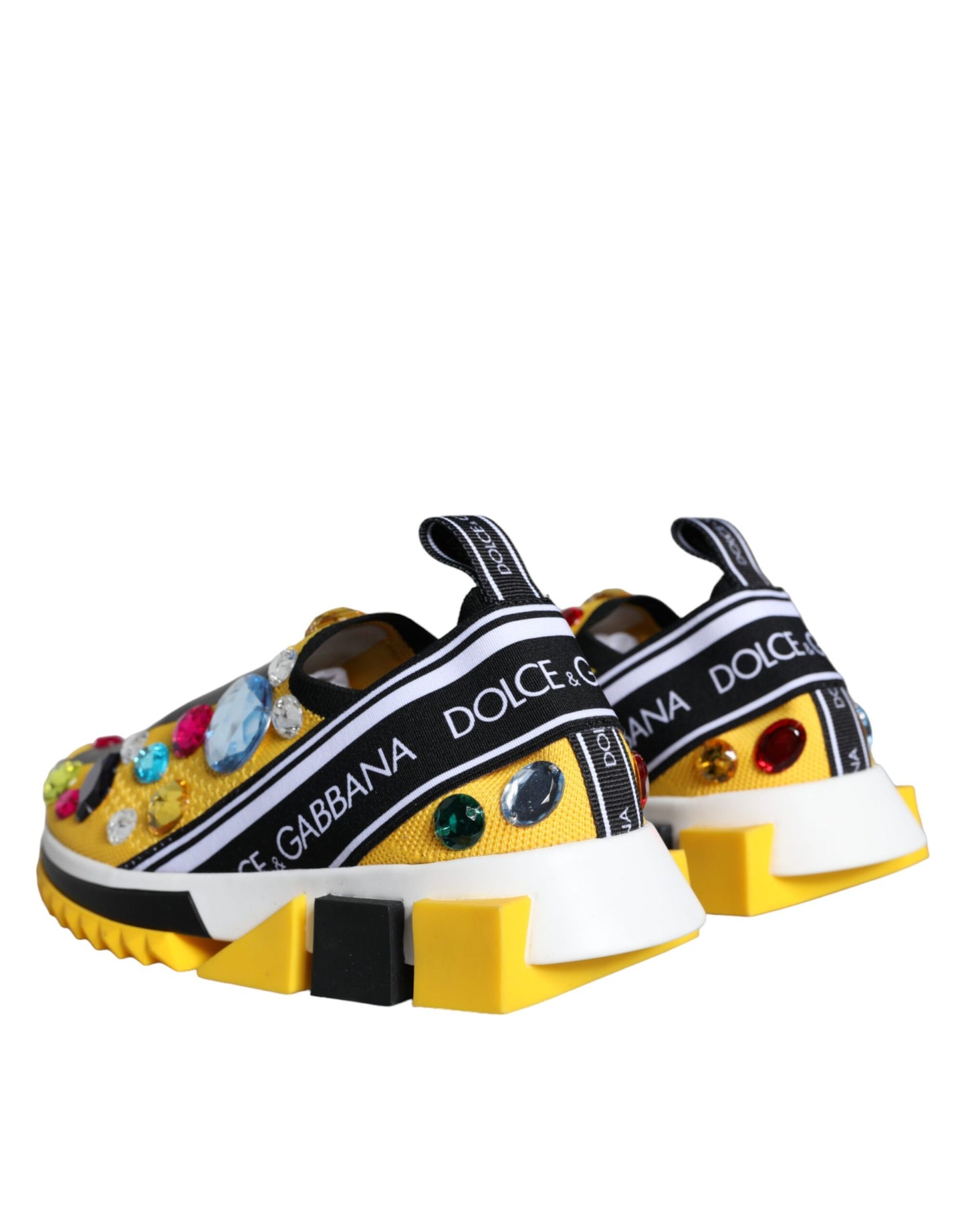 Dolce & Gabbana Yellow Sorrento Crystals Sneakers Womens Shoes Dolce & Gabbana