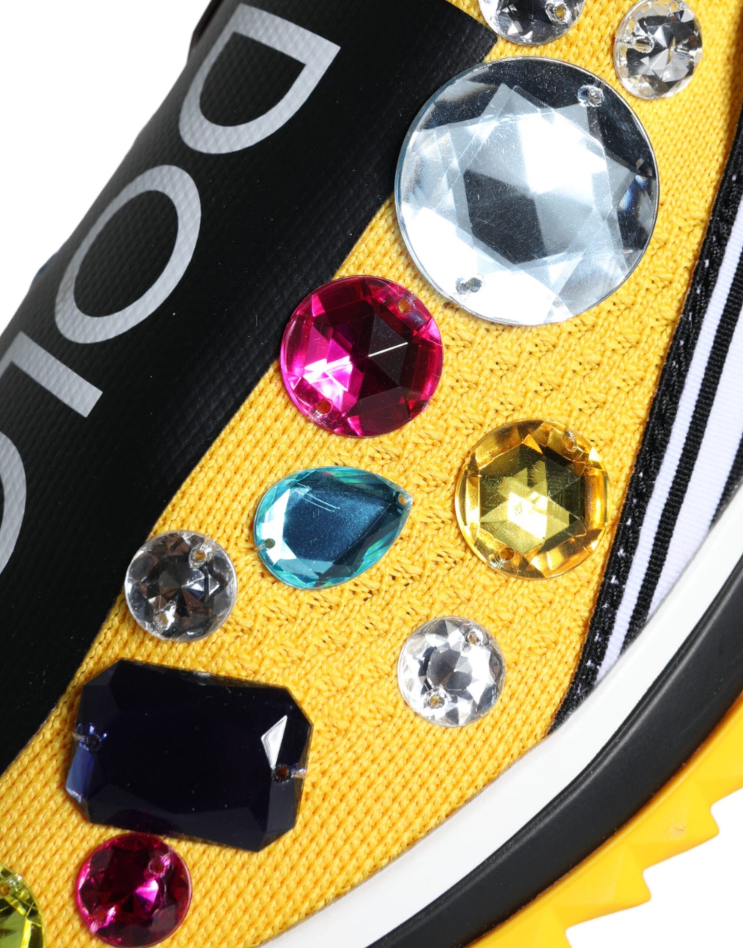 Dolce & Gabbana Yellow Sorrento Crystals Sneakers Womens Shoes Dolce & Gabbana