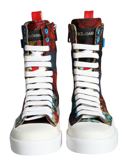 Dolce & Gabbana Multicolor Patchwork Logo High Top Sneakers Shoes Dolce & Gabbana