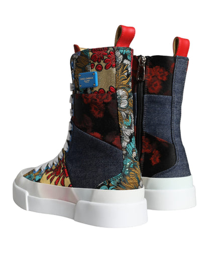 Dolce & Gabbana Multicolor Patchwork Logo High Top Sneakers Shoes Dolce & Gabbana