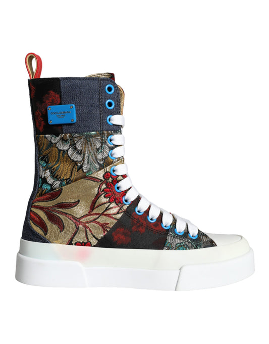 Dolce & Gabbana Multicolor Patchwork Logo High Top Sneakers Shoes Dolce & Gabbana