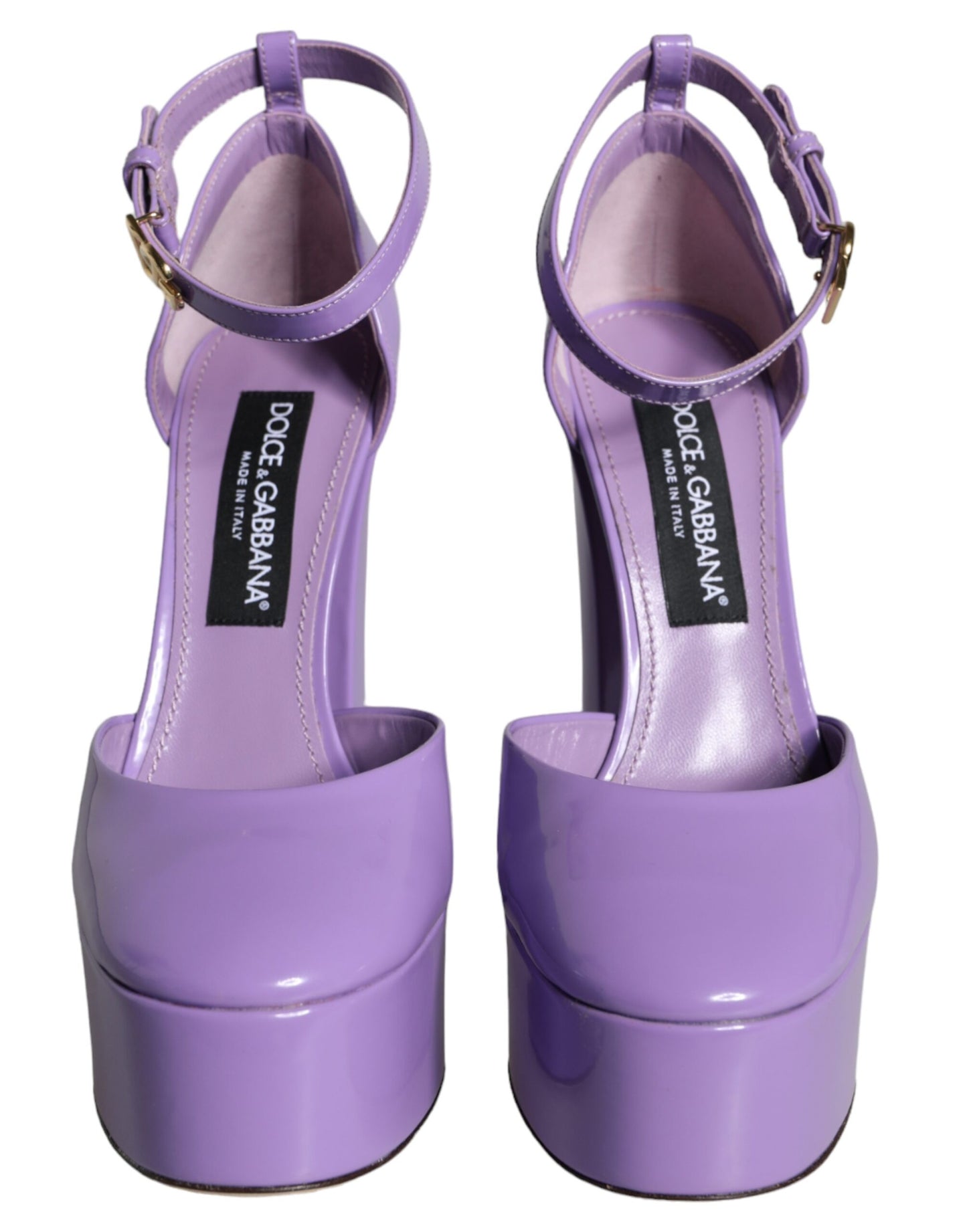 Dolce & Gabbana Purple Leather Platform Ankle Strap Sandals Shoes Dolce & Gabbana