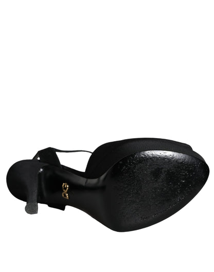 Dolce & Gabbana Black Leather Platform Heels Sandals Shoes Dolce & Gabbana