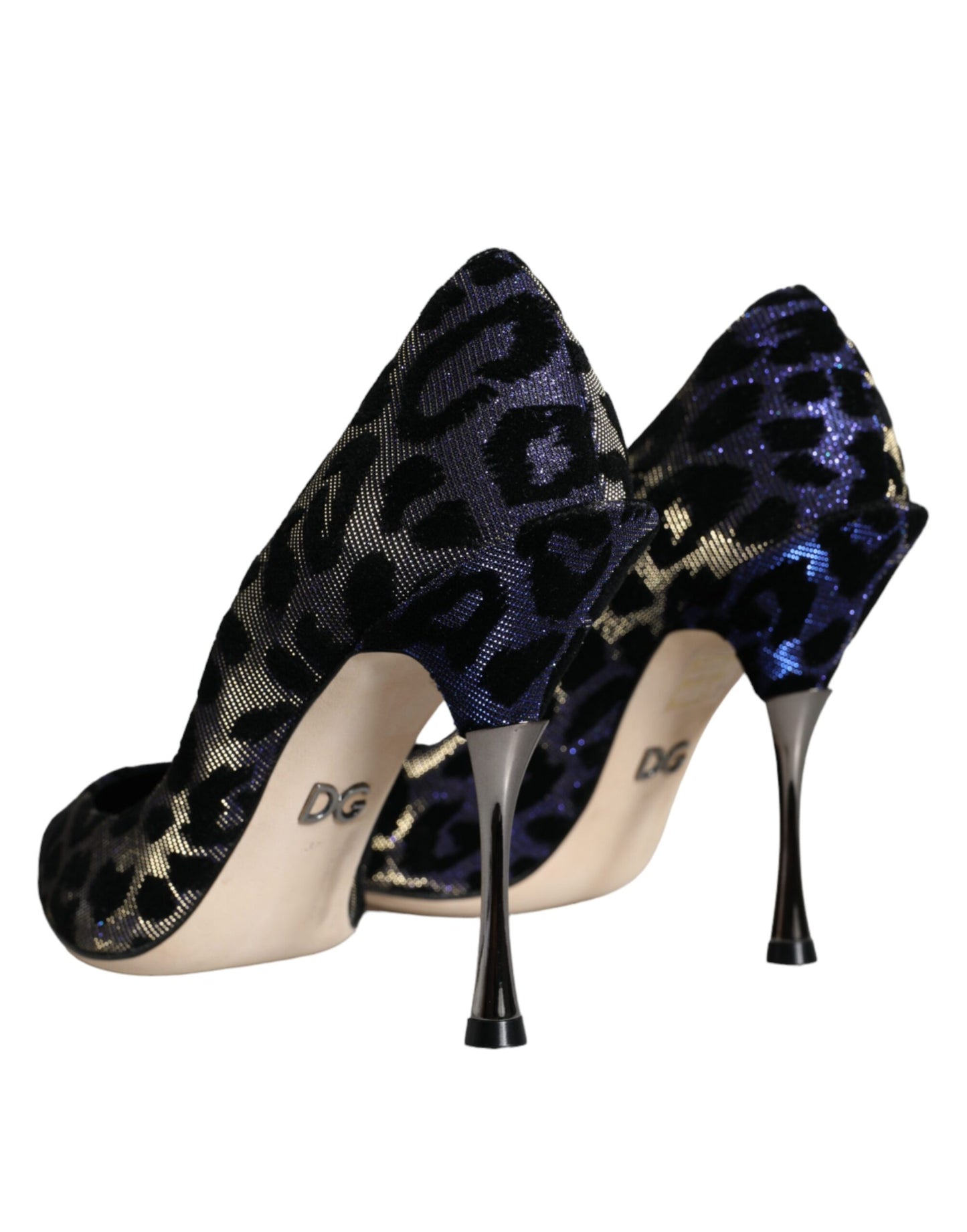 Dolce & Gabbana Dark Blue Leopard Lurex Heels Pumps Shoes Dolce & Gabbana