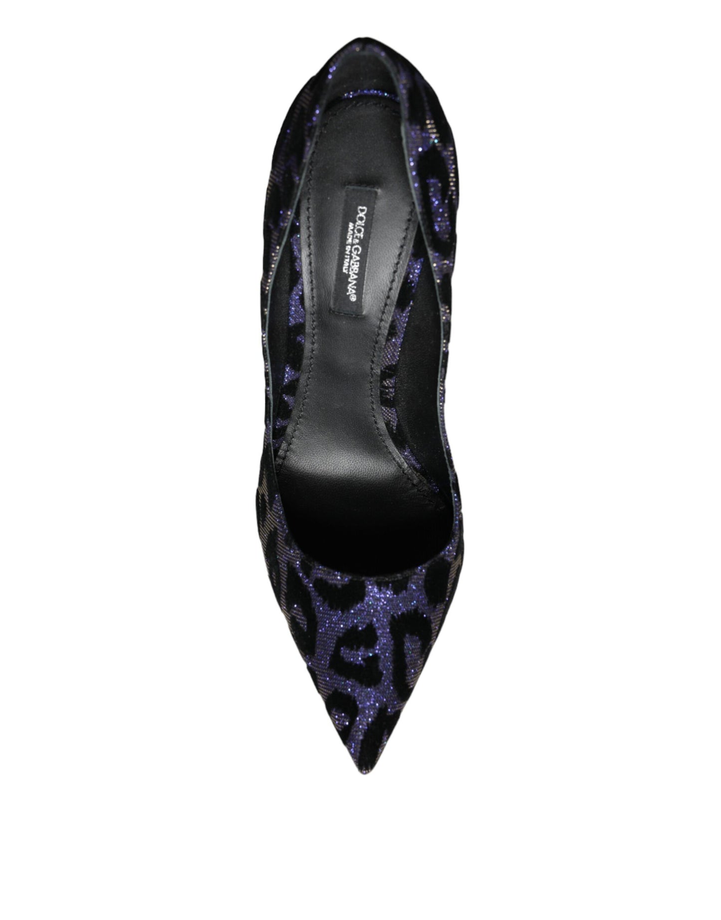 Dolce & Gabbana Dark Blue Leopard Lurex Heels Pumps Shoes Dolce & Gabbana