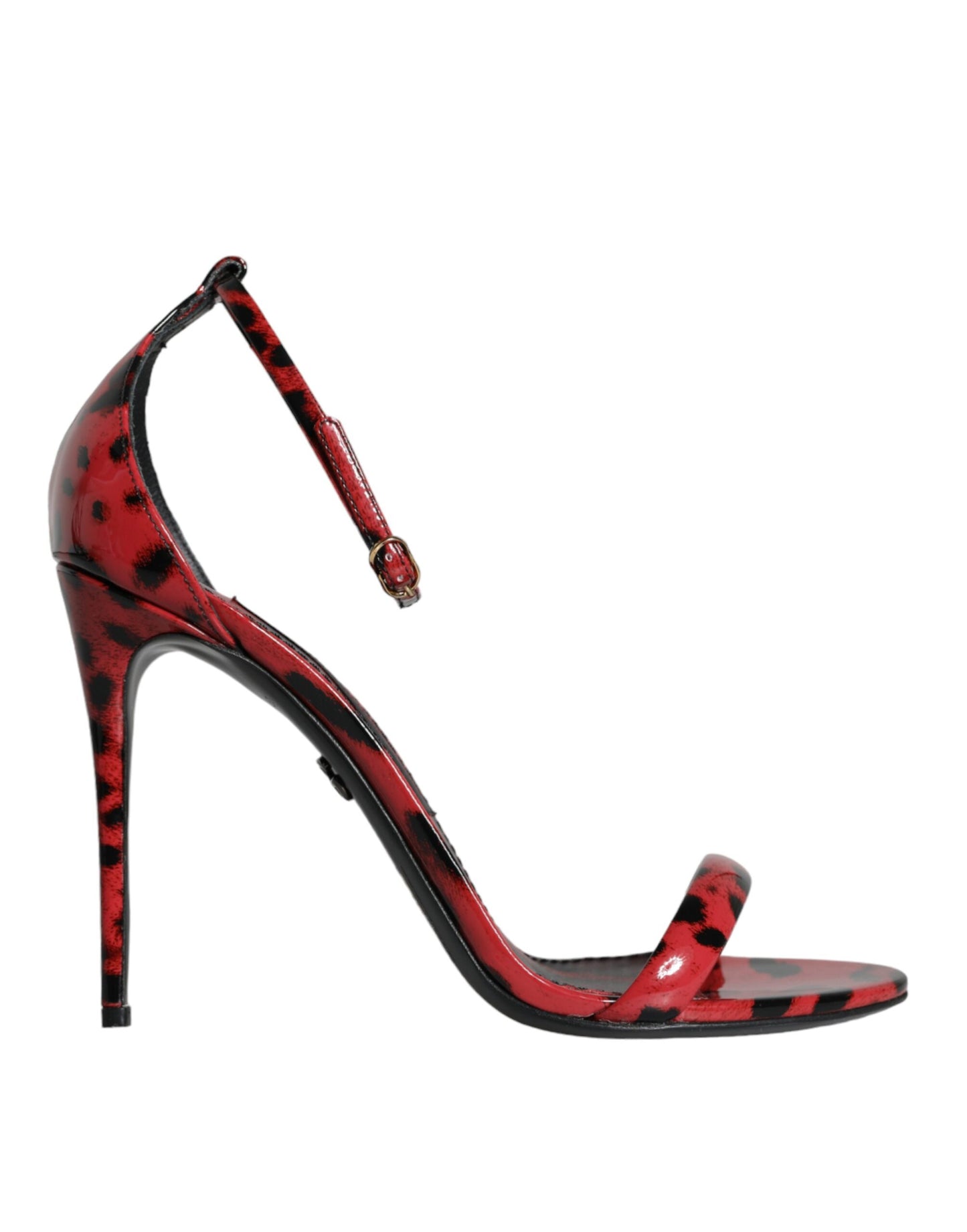 Dolce & Gabbana Red Leopard Leather Ankle Strap Keira Sandals Shoes Dolce & Gabbana